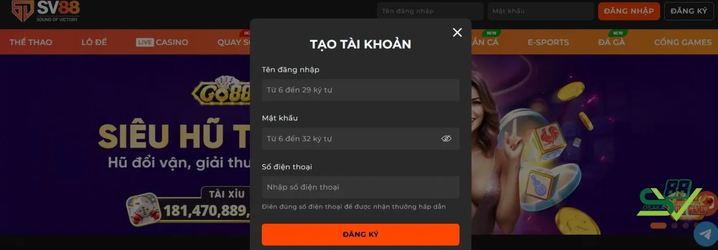 Hướng dẫn quy trình đăng ký SV88 chi tiết nhất dành cho anh em mới